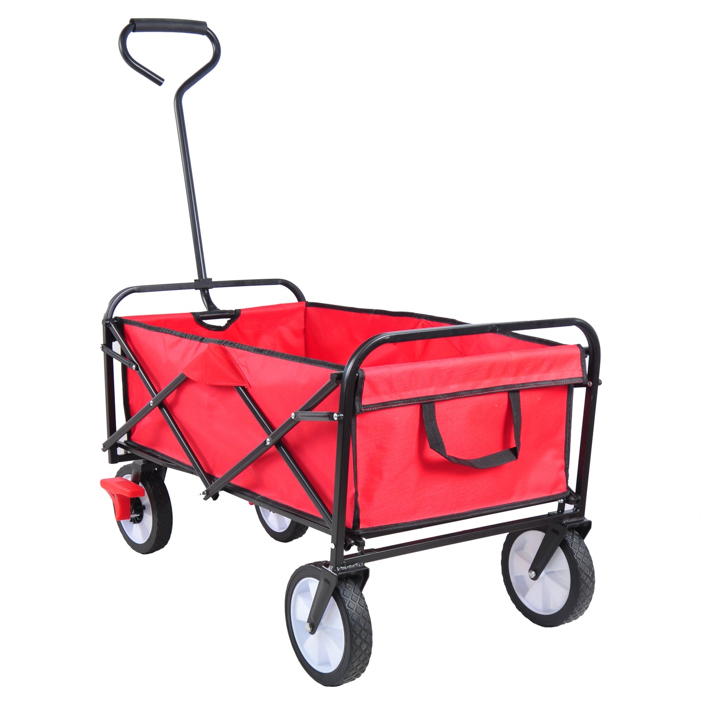 Folding Wagon Garden Shopping Beach Cart (Red)