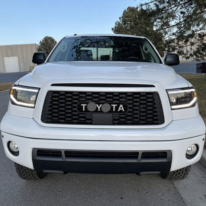 Front Gril For 2007-2013  Toyota Tundra TRD Pro Grill With  Lights and Letters Matte Black