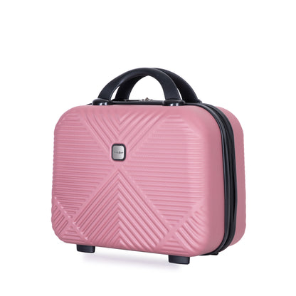 4-piece ABS lightweight suitcase, 14 inch makeup box, aircraft wheels (14/20/24/28) PINK