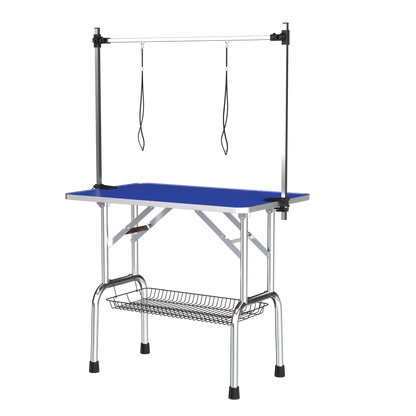 Large Grooming Table for Pet Dog and Cat with Adjustable Arm and Clamps Large Heavy Duty Animal grooming table, 42''/Blue