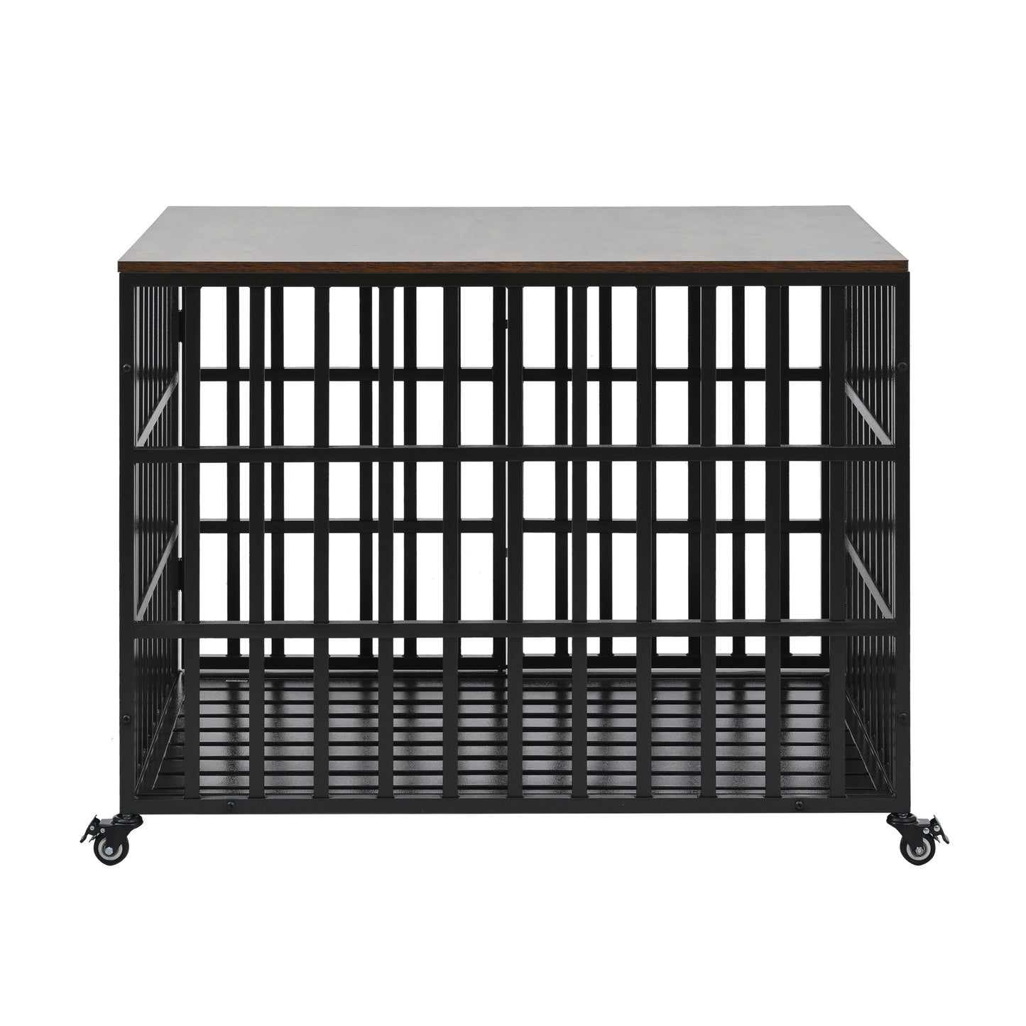 42" Heavy Duty Dog Crate for Large Medium Dogs, Furniture Style cage with 4 Lockable Wheels and 2 Locks, Decorative Pet House Wooden Cage Kennel Furniture Indoor