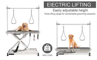 super Deluxe electric pet grooming table, 110V/220V professional groomer recommend Adjustable height from 9.4" to 39.37" WHITE COLOR