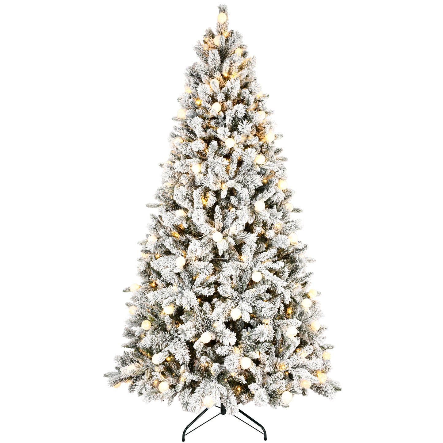 7.5FT PE+PVC  Floceked Christmas Tree with Easy Power & Memory Wire Technology, 400 Dual-Color LEDs With 10 Function, G45 Bulbs, and 1523 Tips , Innovative Holiday Experience!