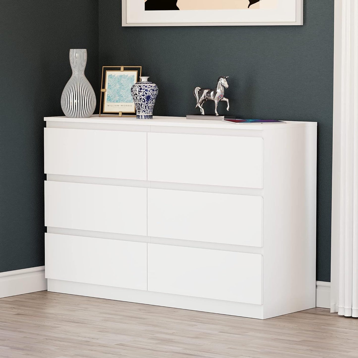 6 Drawer  Double Dresser for Bedroom Living Room Hallway,white