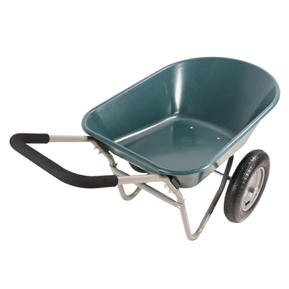 wheel barrow Two wheeled trolley for green garden 15 inch pneumatic wheel WB1001GN