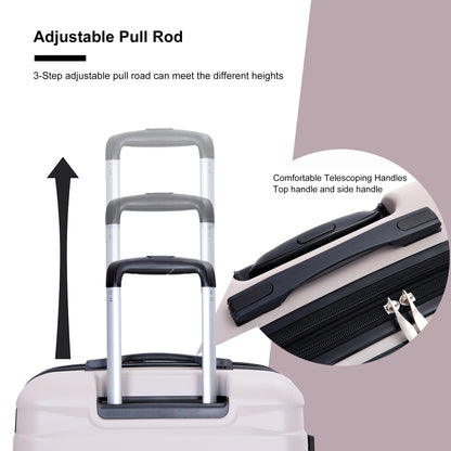 3 Piece Luggage Sets PC Lightweight & Durable Expandable Suitcase with Two Hooks, Double Spinner Wheels, TSA Lock, (21/25/29) Sand