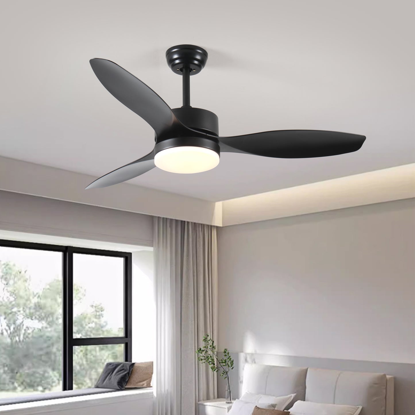 52 inch Indoor/Outdoor Ceiling Fan with LED  Select Light Kit - Black