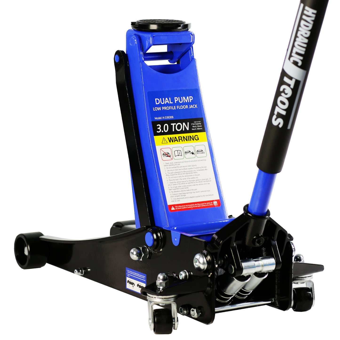 3t Low Profile Jack, Blue and Black, Ultra Low Floor Jack  with Dual Pistons Quick Lift Pump, Car Jack Hydraulic AutoLifts for Home Garage, Truck Jack Hydraulic Lifting range 3.3"-19.7"