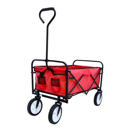 Folding Wagon Garden Shopping Beach Cart (Red)