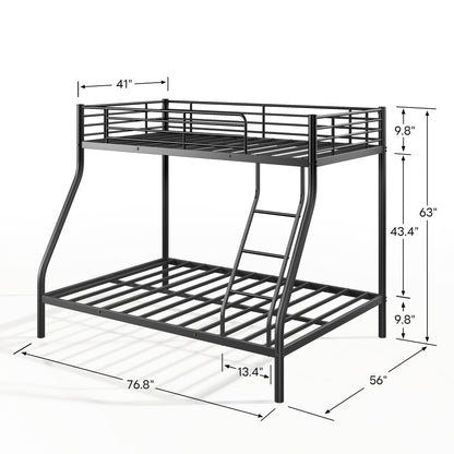 Metal Bunk Bed, Twin Over Full Size