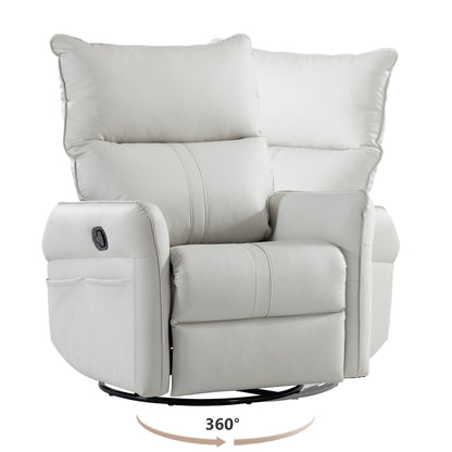 Rocking Recliner Chair,360 ° Swivel Nursery Rocking Chair,Glider Chair,Modern Small Rocking Swivel Recliner Chair for Bedroom,Living Room Chair Home Theater Seat,Side Pocket(Light Gray+360°Swivel)