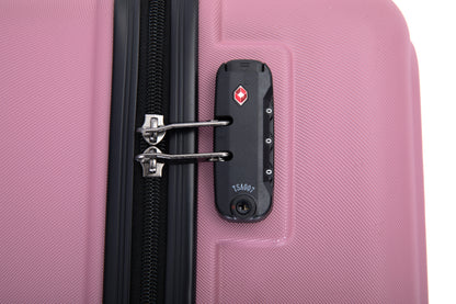 3 Piece Luggage Sets ABS Lightweight Suitcase with Two Hooks, Spinner Wheels, TSA Lock, (20/24/28) PINK