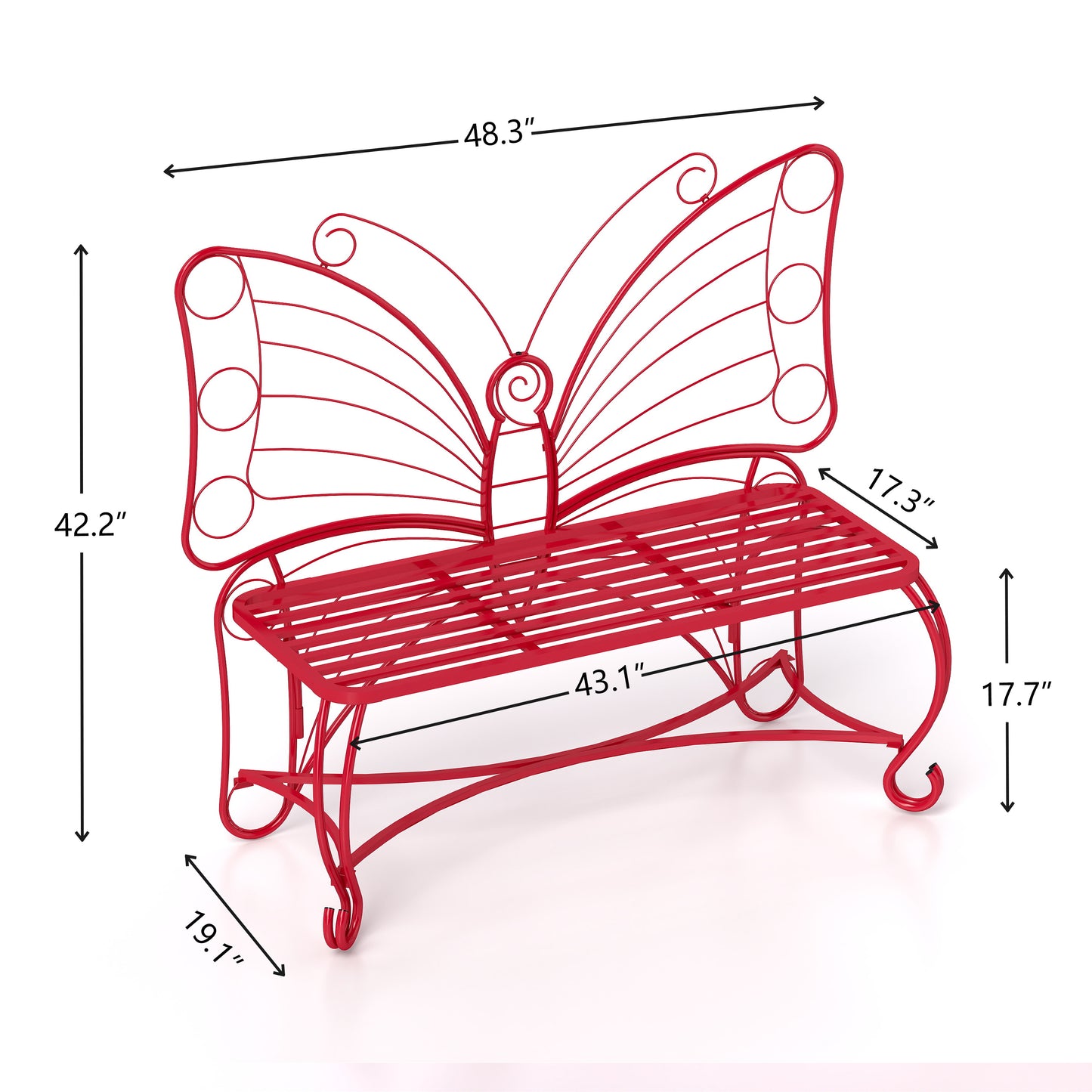 Butterfly Cast Metal Garden Bench, Outdoor Bench Patio Seat, Park Bench Outdoor Seating for Garden, Yard, Park, Entryway