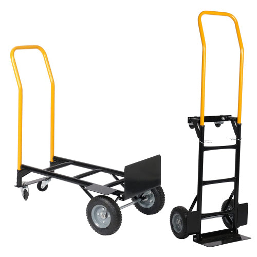 Hand Truck Dual Purpose 2 Wheel Dolly Cart and 4 Wheel Push Cart with Swivel Wheels 330 Lbs Capacity Heavy Duty Platform Cart for Moving/Warehouse/Garden/Grocery