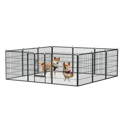 Dog Pens Outdoor 32" Height Foldable 12 Panels Heavy Duty Metal Portable Dog Playpen Indoor Anti-Rust Exercise Dog Fence with Doors for Large/Medium/Small Pets Play Pen for RV Camping Yard