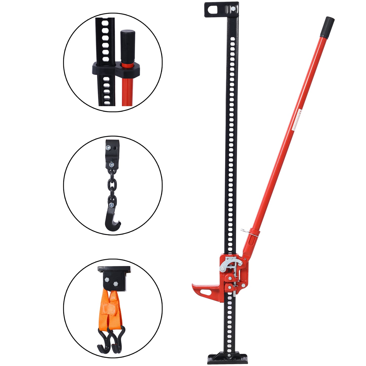 High Lift Farm Jack,60" Utility Farm Jack, 7000 lbs Capacity Ratcheting Off Road Utility Jack, Heavy-Duty Farm Jack for Tractor, Truck, SUV, Bumper Lift, RED