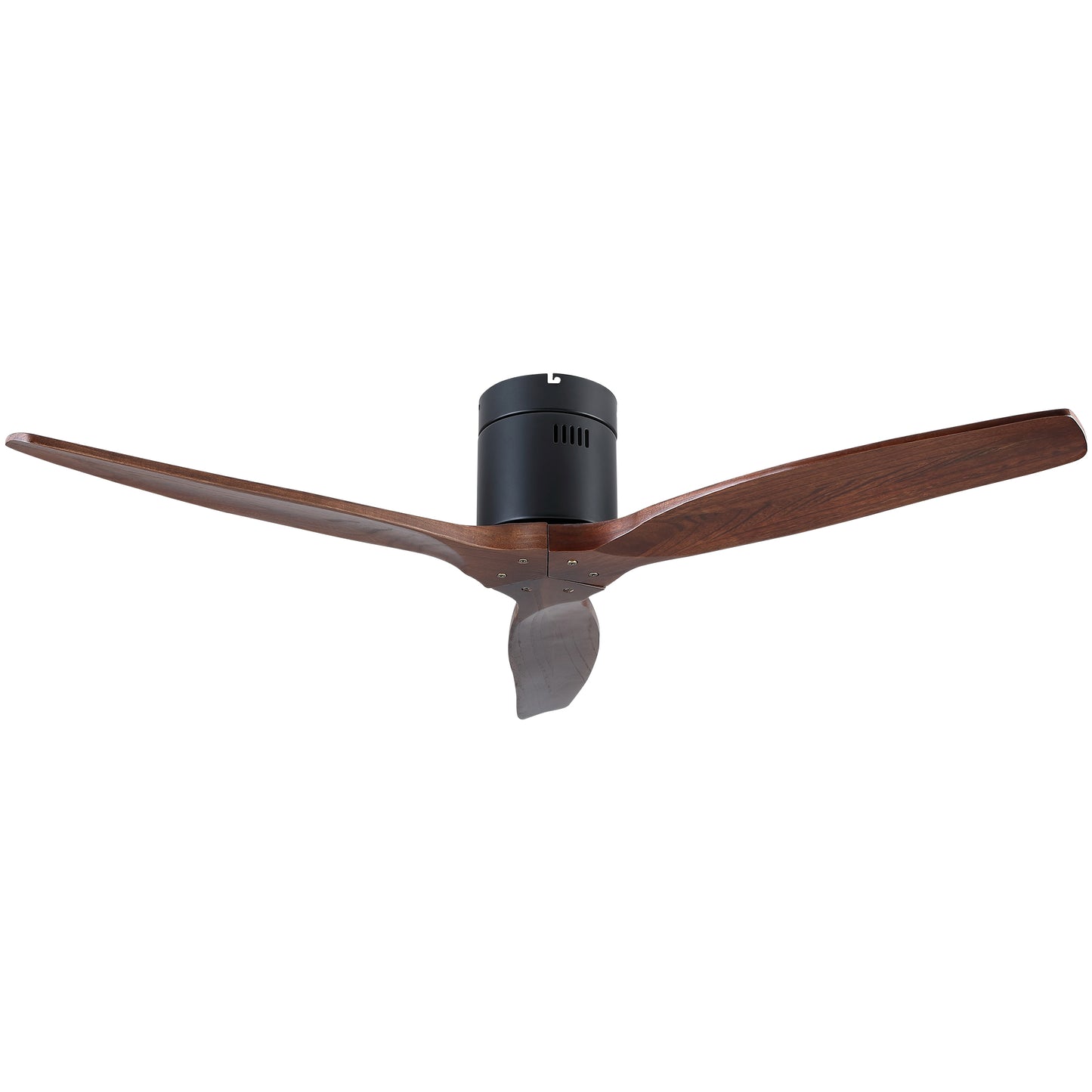 52" YUHAO Farmhouse Rustic Ceiling Fan without Light - Matte Black with Solid Wood Blade