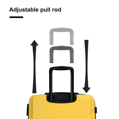 3 Piece Luggage Sets ABS Lightweight Suitcase with Two Hooks, Spinner Wheels, TSA Lock, (20/24/28), Yellow