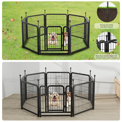 Dog Playpen 8 Panels 24" Height Heavy Duty Dog Fence Puppy Pen for Large Medium Small Dogs Indoor Outdoor Foldable Pet Exercise Pen