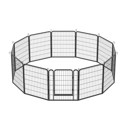 12 Panels Heavy Duty Metal Playpen with door,31.7"H Dog Fence Pet Exercise Pen for Outdoor