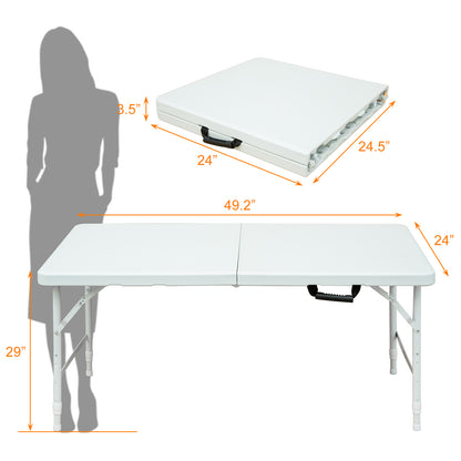 4ft Portable Folding Table Indoor&Outdoor Maximum Weight 135KG Foldable Table for Camping White