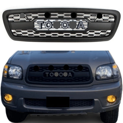 TRD PRO Aftermarket Front Grill For 1st Gen 2001 2002 2003 2004 Toyota Sequoia W/E Letters Matte Black