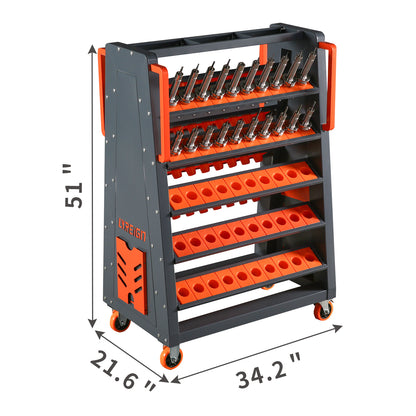 CAT40 CNC Tool Cart-100CAP 5-Tier CNC Rolling Carts with Wheels 40 Taper Tool Holder CNC Mobile Tool Holder CNC Tool Organizer CAT 40 Tool Holder Set for Storehouse Factory Garage(CAT40-100CAP)