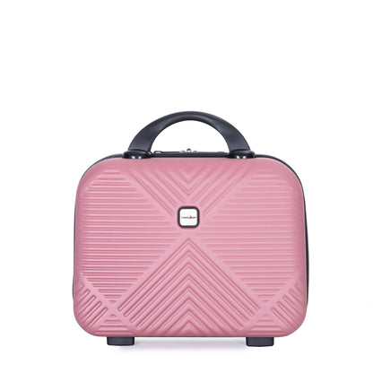 4-piece ABS lightweight suitcase, 14 inch makeup box, aircraft wheels (14/20/24/28) PINK