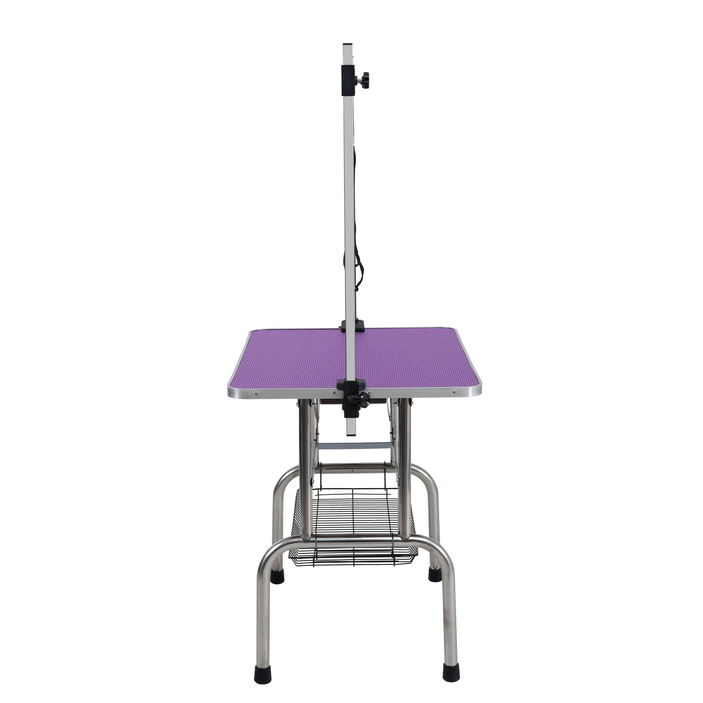 42" Folding Dog Pet Grooming Table Stainless Steel Frame Rubber Mat on Board with Adjustable Arm and Clamps pet dog Cat Grooming Table (PURPLE COLOR)