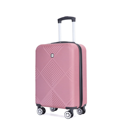 4-piece ABS lightweight suitcase, 14 inch makeup box, aircraft wheels (14/20/24/28) PINK