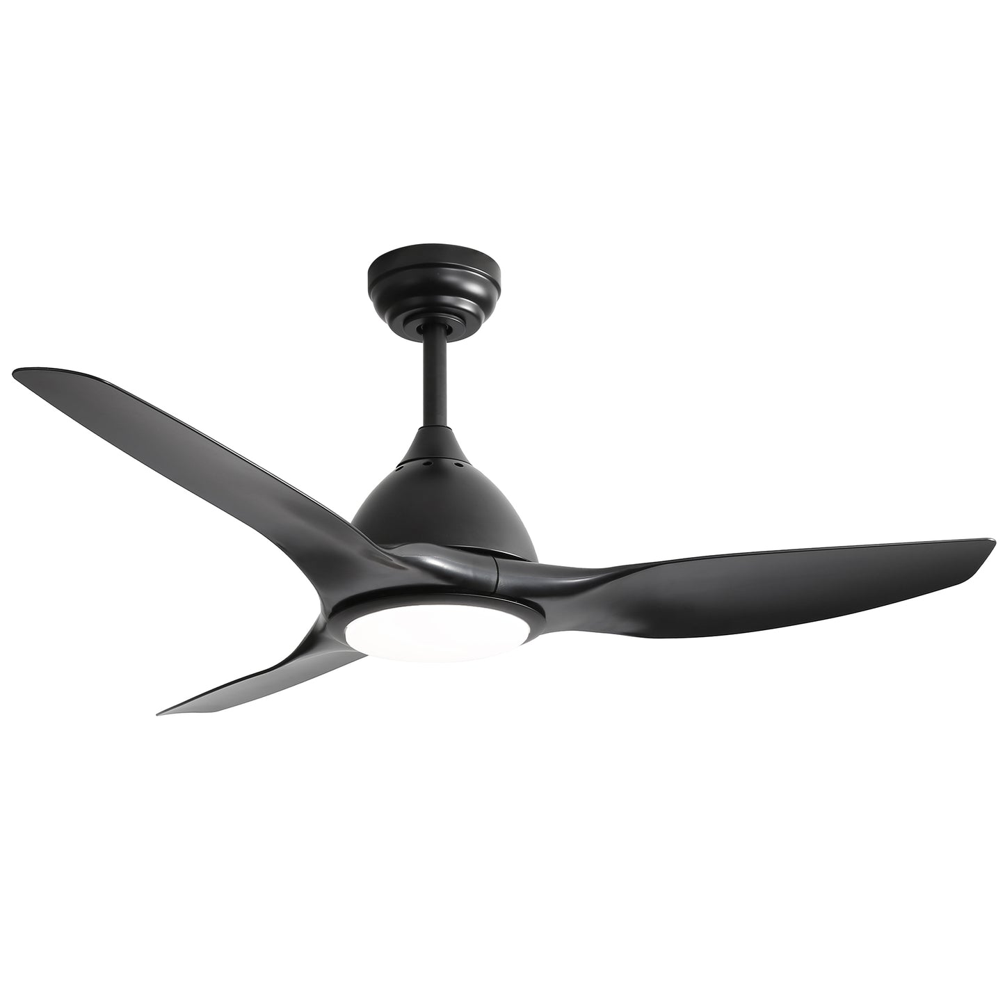 52 Inch Modern Ceiling Fan with 22W LED Light, 3 ABS Fan Blades DC Motor Black Ceiling Fan for Bedroom Living Room