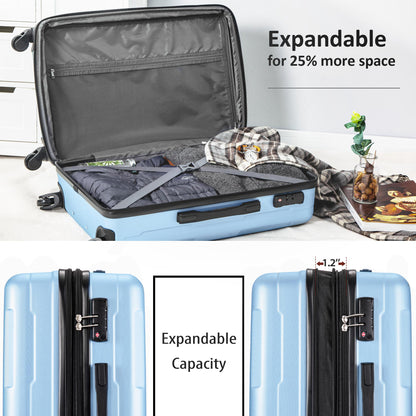 Expanable Spinner Wheel 2 Piece Luggage Set ABS Lightweight Suitcase with TSA Lock 20inch+24inch