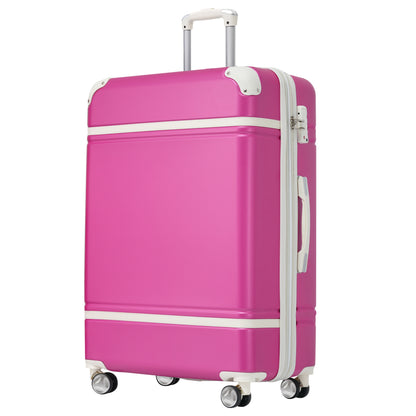 Hardshell Luggage with TSA lock , 28" Expandable Lightweight Suitcase with Spinner Wheels, Single Vintage Luggage,Pink