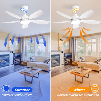 42 Inch Ceiling Fan with Light and Remote Cotnrol 6 Speeds DC Reversible Motor