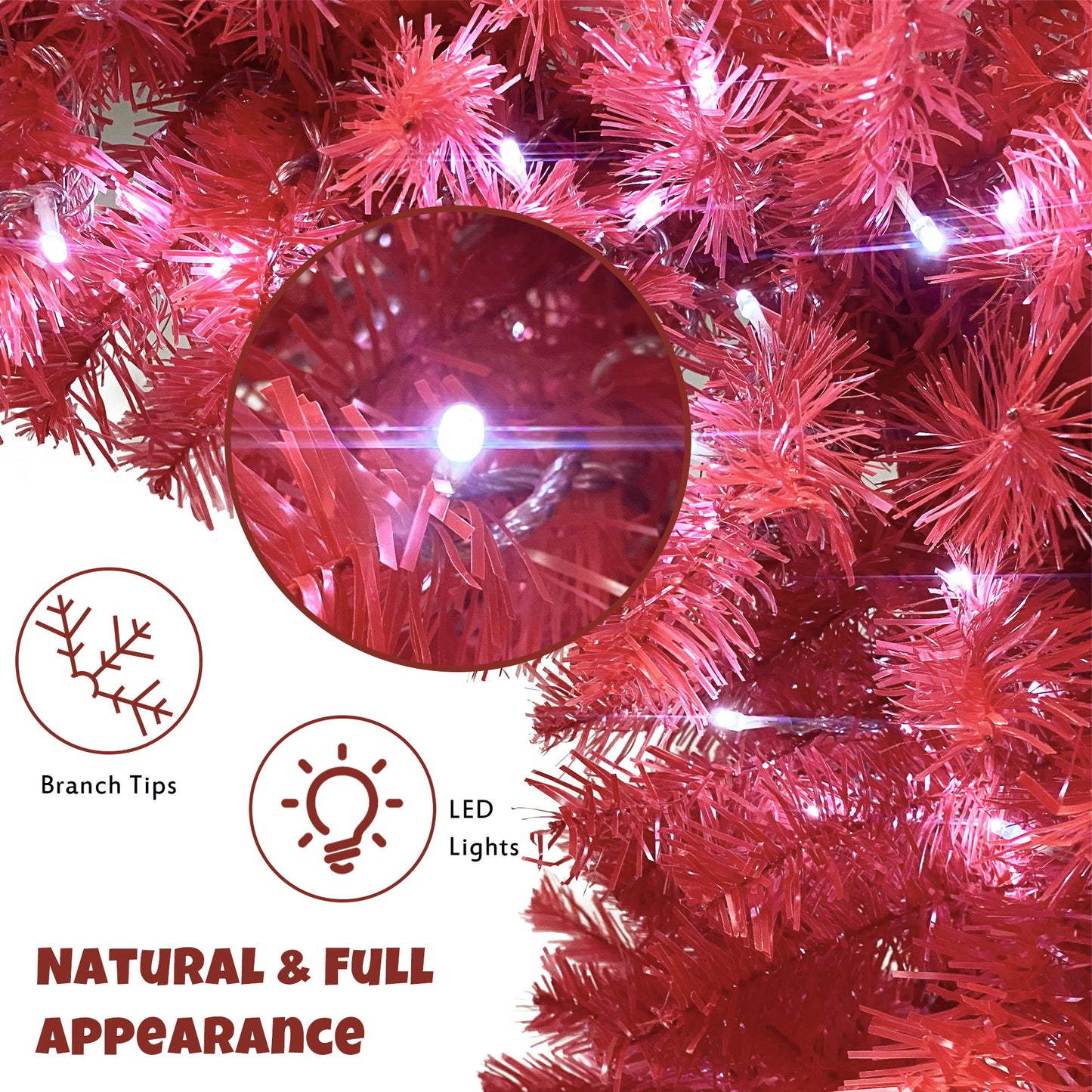 6FT Hinged Fir Artificial Fir Bent Top Christmas Tree, Xmas Tree Bendable Santa Hat Style Christmas Tree Holiday Decoration,1250 Lush Branch Tips, 300 LED Lights X-mas