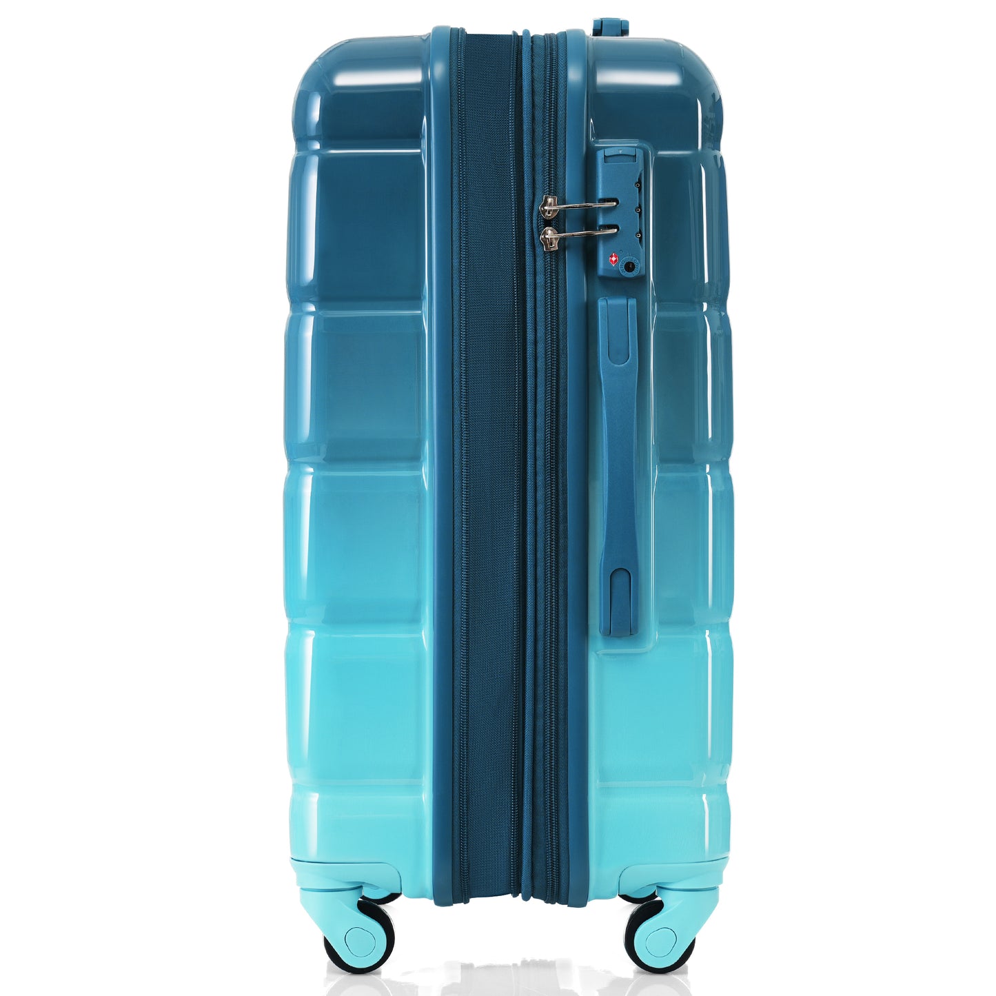 Luggage Set of 3, 20-inch with USB Port, Airline Certified Carry-on Luggage with Cup Holder, ABS+PC Hard Shell Luggage with Spinner Wheels, Blue