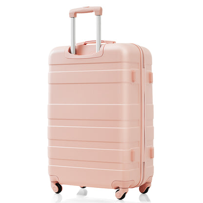 Luggage Sets New Model ABS Hardshell 3pcs Clearance Luggage Hardside Lightweight Durable Suitcase sets Spinner Wheels Suitcase with TSA Lock 20''24''28''( pink)