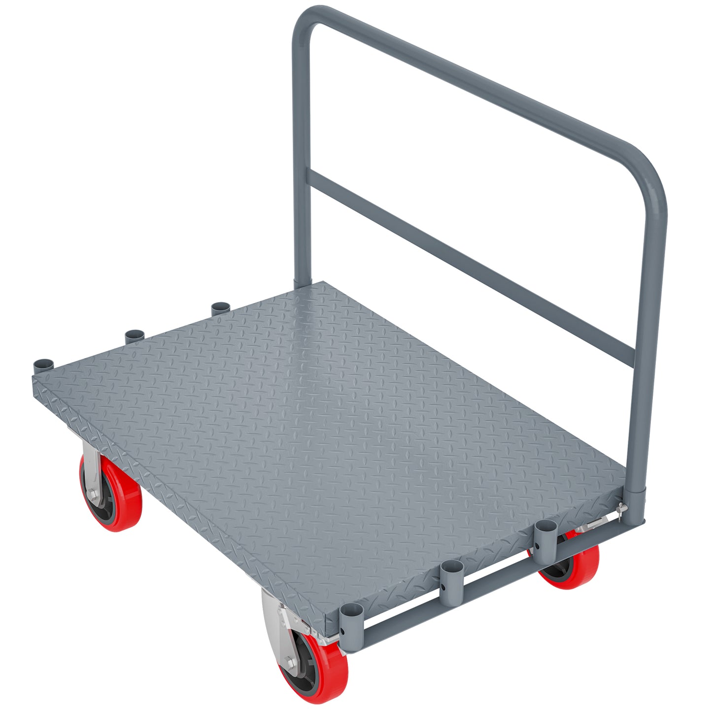 Steel Panel Truck, Heavy Duty Drywall Cart Lumber Cart Platform Truck Flat Cart, 2000lbs, 6" Swivel Brake Casters, with 1Front and 2 Side Handrails (36''x24'')