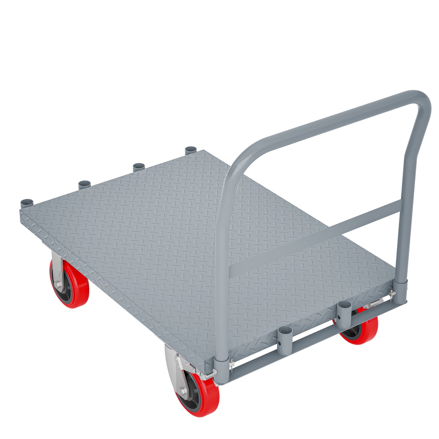 Steel Panel Truck, Heavy Duty Drywall Cart Lumber Cart Platform Truck Flat Cart, 2000lbs, 6" Swivel Brake Casters, with 1Front and 2 Side Handrails (36''x24'')