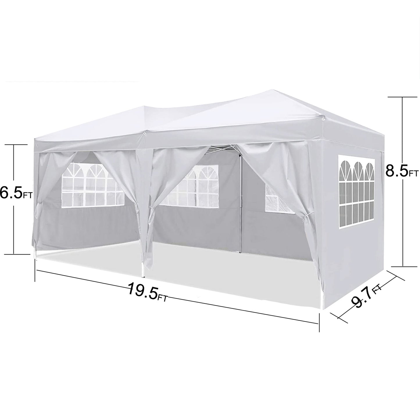 10x20 EZ Pop Up Canopy Outdoor Portable Party Folding Tent with 6 Removable Sidewalls + Carry Bag + 4pcs Weight Bag