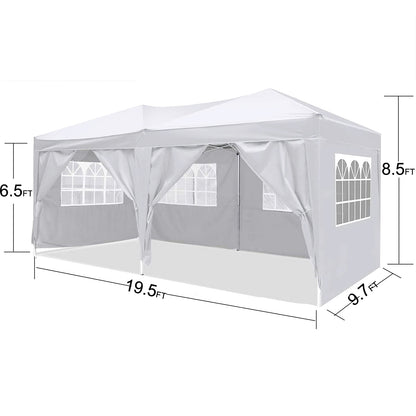 10x20 EZ Pop Up Canopy Outdoor Portable Party Folding Tent with 6 Removable Sidewalls + Carry Bag + 4pcs Weight Bag