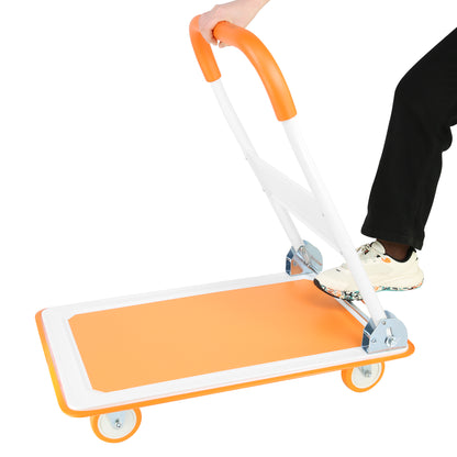 Push Cart Dolly, Moving Platform Hand Truck, Foldable for Easy Storage and 360 Degree Swivel Wheels with 330lb Weight Capacity