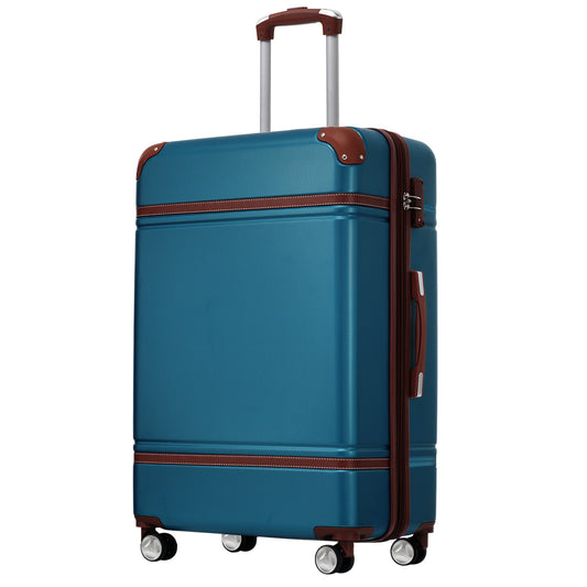 Hardshell Luggage with TSA lock , 24" Expandable Lightweight Suitcase with Spinner Wheels, Single Vintage Luggage,Blue