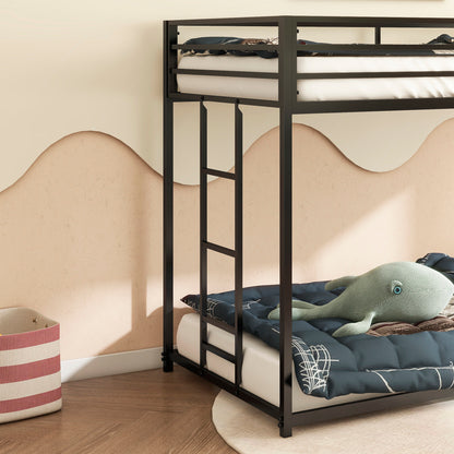 Adam Sturdy Twin over Twin Bunk Bed Metal Black for Kids and Adult, Low Profile Twin over twin bunk bed with Ladder and Guardrails, Easy Climbing, Beds for Bedroom, Same as original B083124170