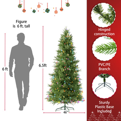 6.5ft Artificial Christmas Tree Prelit PE&PVC with Metal Stand,450 Bi-Colour LED Lights,1791 Branch Tips Green Everett Balsam Tree Easy Assembly for Indoor,Home 50 x 50 x 90 inches