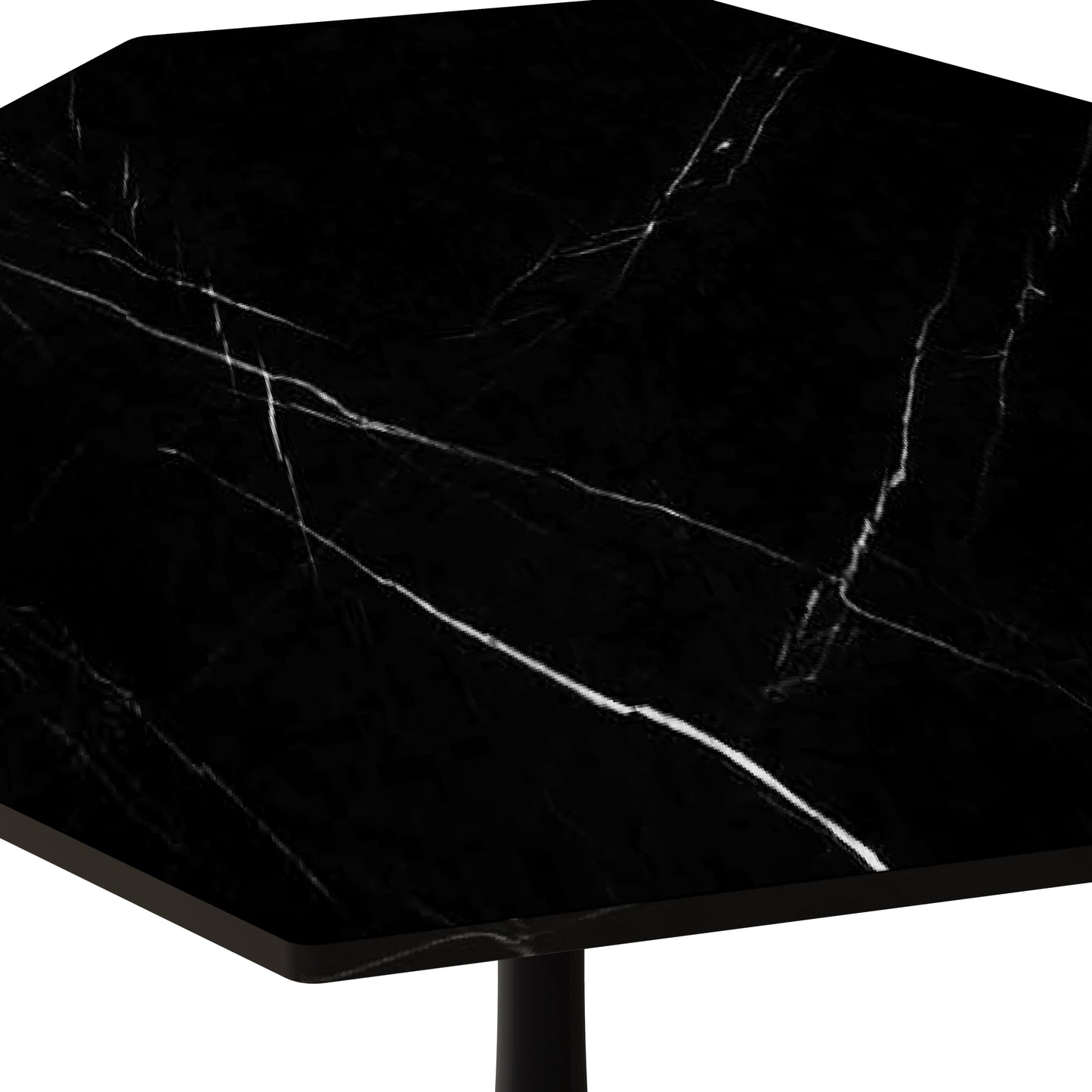 31.50"Modern Octagonal Coffee Table with Printed Black Marble Table Top,Metal Base, for Dining Room, Kitchen, Living Room