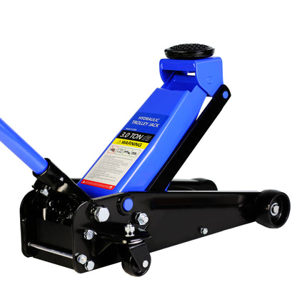 Hydraulic trolley Low Profile and Steel Racing 3Ton (6,000 lb) Capacity,  Floor Jack with Piston Quick Lift Single Pump, Blue Lifting range 5.1"-20"