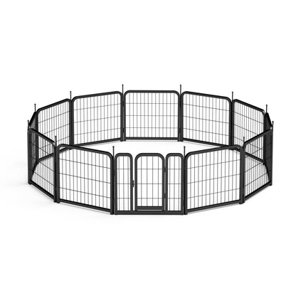 Dog Playpen Outdoor, 12 Panel Dog Fence 24" Pet Pen for Small Dogs Pet Exercise Pen for Puppy/Rabbit/Small Animals Portable Playpen for RV Camping Garden Yard, Indoor. Black, 22.2'' W x 23.6'' H.