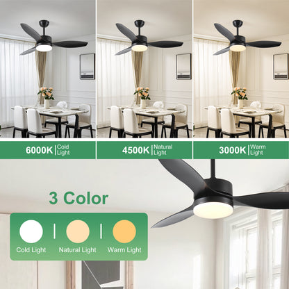 52 inch Indoor/Outdoor Ceiling Fan with LED  Select Light Kit - Black