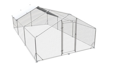 Large Metal Chicken Coop Walk-in Poultry Cage Hen Run House Rabbits Habitat Cage Spire Shaped Coop with Waterproof and Anti-Ultraviolet Cover (19.5' L x 9.7' W x 6.4' H)